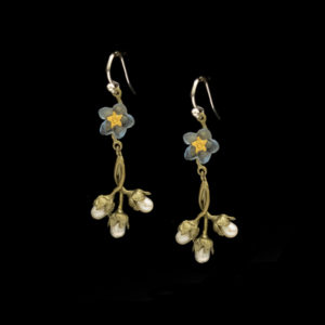 Forget Me Not Single Flower & Pearl Dangle Wire