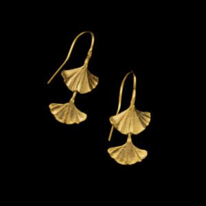 Ginkgo Double Drop Wire Earrings