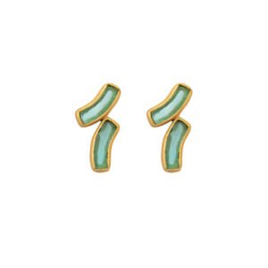 Arc Double Post Earrings - Teal