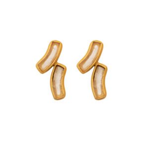 Arc Double Post Earrings - Frosted Clear