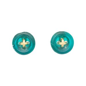 Button Post Earrings - Peacock Blue