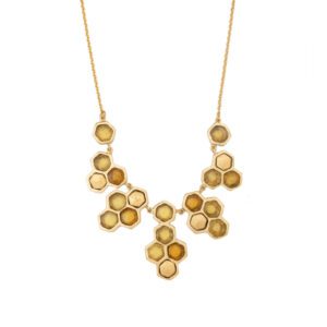 Honeycomb 16" Adj. Necklace - Amber, Yellow