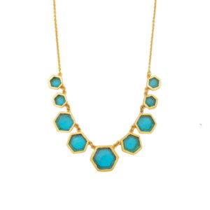 Honeycomb 16" Adj. Solid Necklace - Turquoise