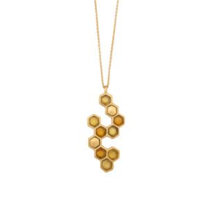 Honeycomb 16" Adj. Long Pendant - Amber, Yellow